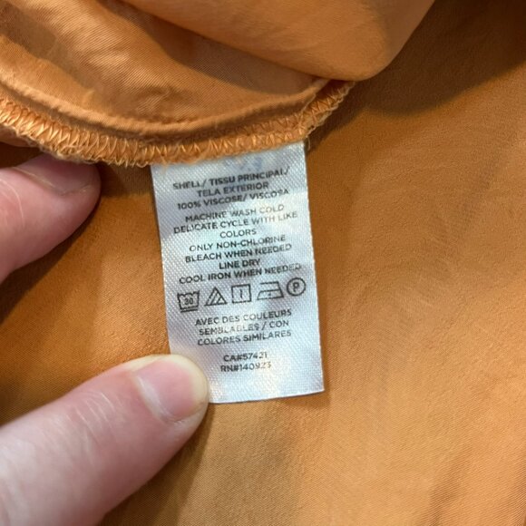 Set of 2 LOFT Short Sleeve Blouses, Green and Yellow-Peach, size Large - Picture 7 of 13